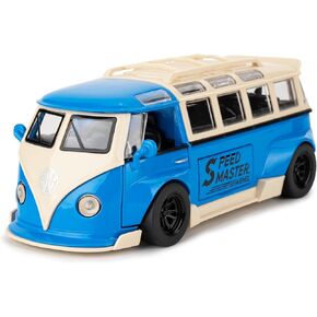 BDTCTK 1/32 Volkswagen Bus Transporter Model Car with Surfboards Convertible Camping Van, Zinc Alloy Pull Back Toy car with Sound and Light for Kids Boy Girl Gift(Black)