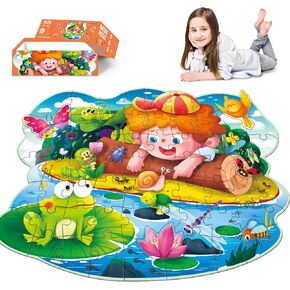 Bugs & Insects Floor Puzzle for Kids Ages 3-5 & 4-8, 62 Pieces Jumbo Jigsaw Puzzle for Toddler Preschool Learning Educational Toys - Christmas, Birthday Gifts Toy for Boys & Girls