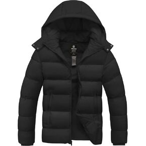 wantdo Men's Waterproof Puffer Jacket Warm Winter Coat Thicken Parka Jacket with Removable Hood (Regular and Big Size)
