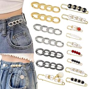 Pant Waist Tightener, No Sew and No Tool Detachable Button Pins for Jeans, Button for Jeans to Make Tighter, Adjustable Waistband Tightener for Pants Women