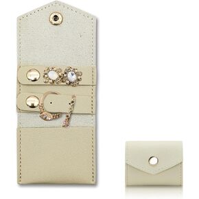 Mini Travel Jewelry Roll Bag with Buckle, Foldable Multifunctional Mini Travel Jewelry Case, Small Jewelry Bags Storing Rings, Necklaces, Earrings (Brown)