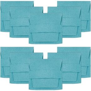 NBEADS 20 Pcs Microfiber Jewelry Pouch, 2.72x2.56 Inch Light Cyan Pocket Cosmetic Bag Velvet Jewelry Flap Pouches Folding Envelope Bag for Earrings Bracelets Necklaces Packaging