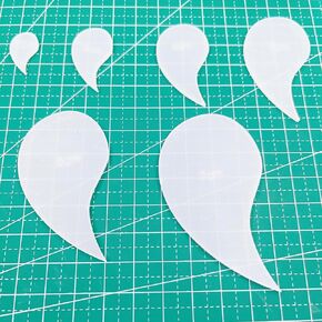 Set of 6 Feather Shape Sashiko Stencils for Quilting and Embroidery, Premium Acrylic Quilting Templates