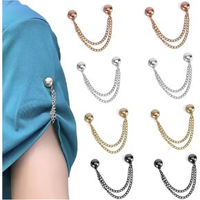 8 Pack Magnetic Clothing Clips, Multi-Function Magnetic Clothing Clip, Securely Hold Fabrics in Place, Magnets with Chain for Scarves, Hijab, Trousers