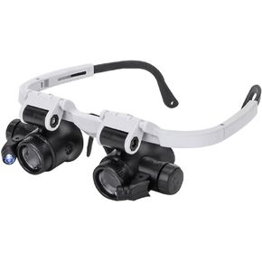 Magnifying Glasses 8X 15X 23X Magnifier LED Headband Glass Eye Magnifying Repair Tool Watchmaking Coin Stamp Currency Book Errors Jewelry Necklace Magnifier Glasses Beading Biology Loupe Microscope