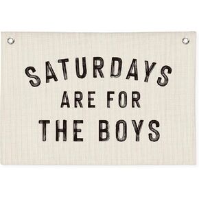 Boy Nursery Playroom Decor, Saturdays Are for The Boys Canvas Banner Wall Hanging Banner Flag Decor for Nursery Classroom Playroom Kids Room, Playroom Essentials