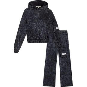 AEROPOSTALE Girls' Pants Set - 2 Piece Soft Fleece Pullover Hoodie and Cargo Joggers for Girls - Cute Girls' Fashion Set 7-16