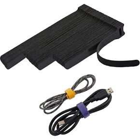 120 PCS Reusable Cable Ties with Hook and Loop, Multi-purpose Adjustable Cable Management Wire Ties Cable Straps for Organizing Home, Office and Data Centers (Black+White+Grey, 4"-6"-8")