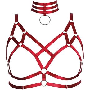 Women's Harness Bra Plus Size Lingerie cage Punk Gothic Belt Festival Rave Stretchy Fabric Adjustable Size Accessories