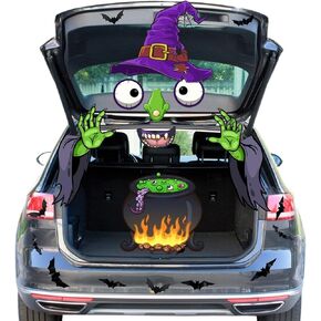Trunk or Treat Car Decorations Kit, Halloween Decorations for Car SUV and Truck with 12 Pcs 3D Sticker, Halloween Garage Door Decorations (New Spider)