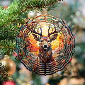 Deer Head Wind Spinner 3D Frosted Deer Head Wind Spinner Hanging for Yard and Garden Wind Spinner,Cute Deer Head Wind Spinners 10 Inch