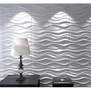 Art3d ديكور لوحة الحائط المتموجة ثلاثية الأبعاد حزمة من 12 بلاطة 32 قدم مربع (ألياف نباتية) in Kuwait