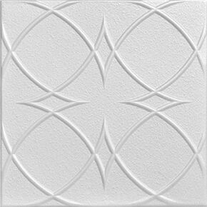 A La Maison Ceilings R82 Circles and Stars Foam Glue-up Ceiling Tile (21.6 sq. ft./Case), Pack of 8, Plain White
