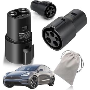 Tesla Charger to J1772 Adapter for Tesla Model 3/Y/S/X [Latest Safety Certification] 80A/240V AC Best Fit, Easy to Set Up (SAE J1772 EAdapter is Only Compatible with Tesla Vehicles) Black
