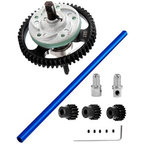Upgrades Part for 1/10 Slash 4X4/Slash 4X4 VXL,Aluminum Driveshaft Center & Metal Spur Gear Differential Gears 53T(32-Pitch) with 15T/17T/19T Pinions Gear Sets,Navy Blue