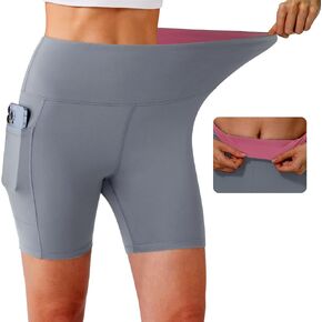 KOWBEAR Biker Shorts for Women Super Soft High Waisted Yoga Shorts 6" Tummy Control Workout Shorts with Pockets Running Gym