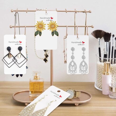 joycraft 100Pcs Earring Display Cards with Bags, 2x3.5 inch Earring Display Holder Cards, Brown Handmade with Love Earring Tags for Selling, Hanging Earring, DIY Jewelry Crafts, Retail in Kuwait