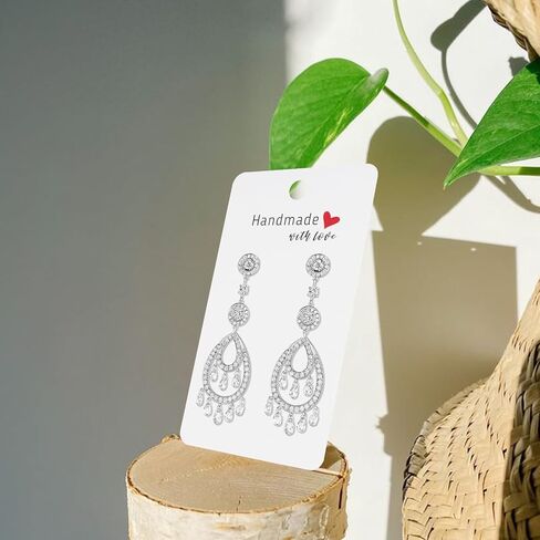 joycraft 100Pcs Earring Display Cards with Bags, 2x3.5 inch Earring Display Holder Cards, Brown Handmade with Love Earring Tags for Selling, Hanging Earring, DIY Jewelry Crafts, Retail in Kuwait