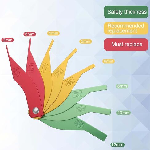 Brake Lining Thickness Gauge, 8 PCS Car Automotive Brake Pad Measure Ruler Tool Color Coded Gauge Size Measure Disc and Drum Brake Pads Feeler Gauge for Motorcycle, Car, Truck and Bus Father'day Gift in Saudi Arabia