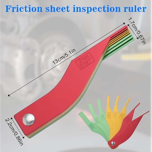 Brake Lining Thickness Gauge, 8 PCS Car Automotive Brake Pad Measure Ruler Tool Color Coded Gauge Size Measure Disc and Drum Brake Pads Feeler Gauge for Motorcycle, Car, Truck and Bus Father'day Gift in Saudi Arabia