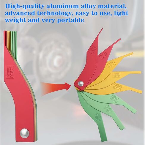 Brake Lining Thickness Gauge, 8 PCS Car Automotive Brake Pad Measure Ruler Tool Color Coded Gauge Size Measure Disc and Drum Brake Pads Feeler Gauge for Motorcycle, Car, Truck and Bus Father'day Gift in Saudi Arabia