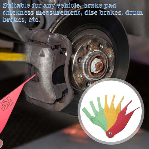 Brake Lining Thickness Gauge, 8 PCS Car Automotive Brake Pad Measure Ruler Tool Color Coded Gauge Size Measure Disc and Drum Brake Pads Feeler Gauge for Motorcycle, Car, Truck and Bus Father'day Gift in Saudi Arabia