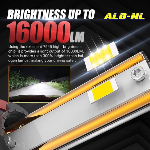 Alla Lighting ALB-NL 16000Lms HB5 9007 مصابيح ضباب LED أو مصابيح تشغيل نهارية (DRL)، 6000K زينون أبيض in Kuwait