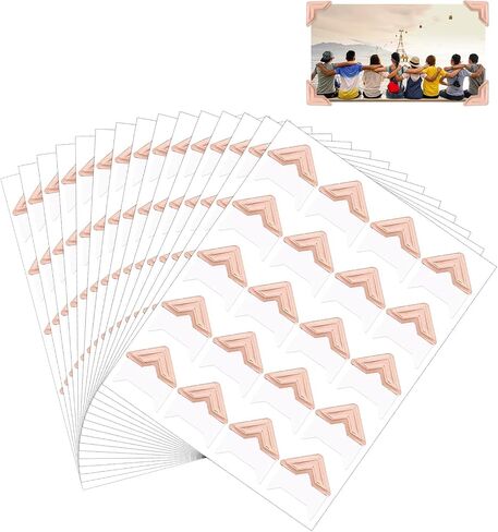 360pcs/15 Sheets Photo Corner Stickers, Self Adhesive Picture Mounting Corners for Scrapbooking Notebook Photo Album Memory Books Trip Journal (Pink) in Saudi Arabia