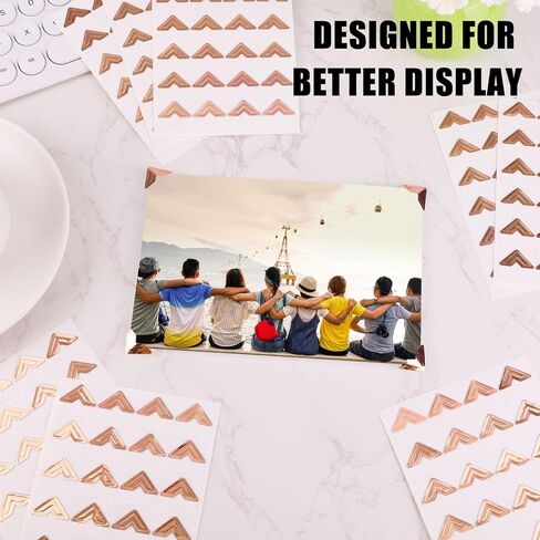 360pcs/15 Sheets Photo Corner Stickers, Self Adhesive Picture Mounting Corners for Scrapbooking Notebook Photo Album Memory Books Trip Journal (Pink) in Saudi Arabia