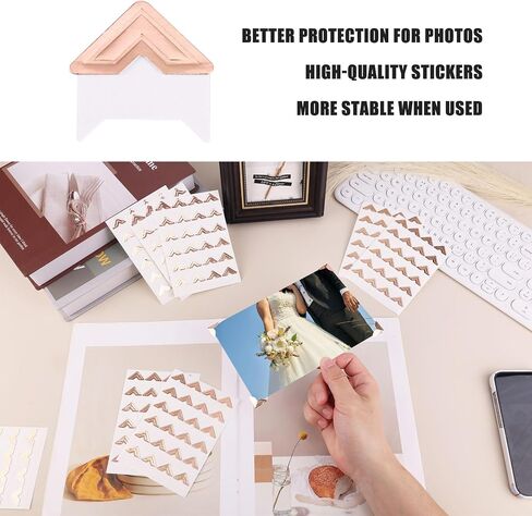 360pcs/15 Sheets Photo Corner Stickers, Self Adhesive Picture Mounting Corners for Scrapbooking Notebook Photo Album Memory Books Trip Journal (Pink) in Saudi Arabia