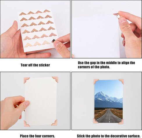 360pcs/15 Sheets Photo Corner Stickers, Self Adhesive Picture Mounting Corners for Scrapbooking Notebook Photo Album Memory Books Trip Journal (Pink) in Saudi Arabia