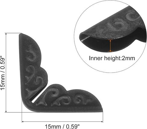 PATIKIL 15mm Metal Book Corners, 100pcs Photo Corners Book Corners Protector Retro Metal Decorative for Crafting Scrapbook Photo Album Book Binding, Black in Saudi Arabia