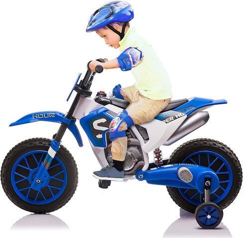 TOBBI 12V Electric Motorcycle for Kids Dirt Bike Ride on Toy Battery Powered Motorbike Off-Road Motocross w/ 2 Speeds, 35W Dual Motors, Training Wheels, Red in Saudi Arabia