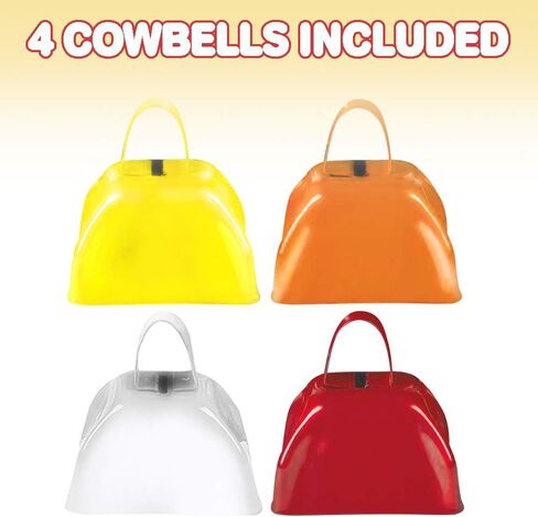 ArtCreativity 3 Inch Orange Metal Cowbell Noisemakers - Pack of 12 - Loud Metal Cowbell Noise Makers with Handles, Great for Football Games, Sporting Events, New Year’s Eve, for Kids and Adults in Saudi Arabia