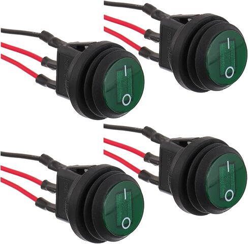 4 Pieces 12V 20A Waterproof Round with LED Light Rocker Toggle Switch 3 Pin SPST Switch with 20mm Pre-Wired for Car Boat RV Truck (Green) in Kuwait