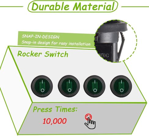 4 Pieces 12V 20A Waterproof Round with LED Light Rocker Toggle Switch 3 Pin SPST Switch with 20mm Pre-Wired for Car Boat RV Truck (Green) in Kuwait