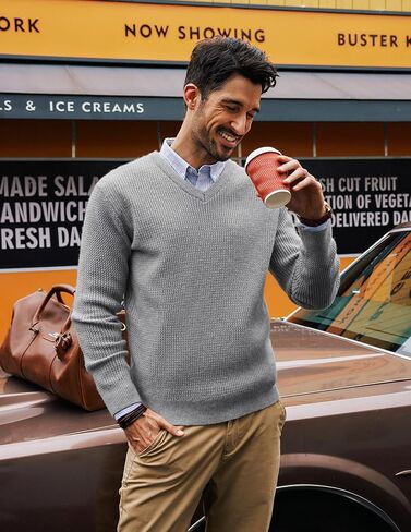 PJ PAUL JONES Mens V-Neck Sweaters Pullover Sweater Knitwear for Fall Winter in Saudi Arabia