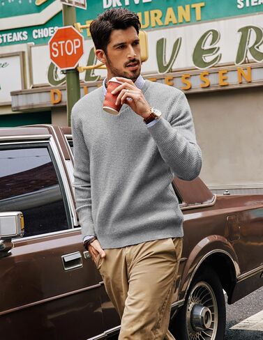 PJ PAUL JONES Mens V-Neck Sweaters Pullover Sweater Knitwear for Fall Winter in Saudi Arabia