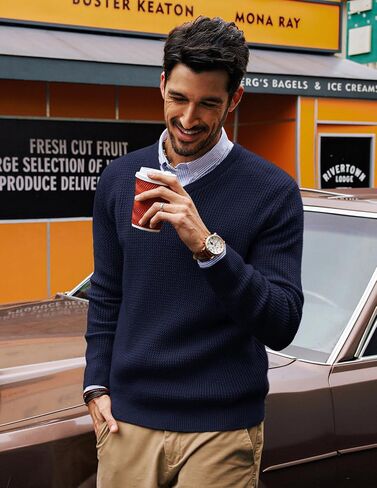 PJ PAUL JONES Mens V-Neck Sweaters Pullover Sweater Knitwear for Fall Winter in Saudi Arabia
