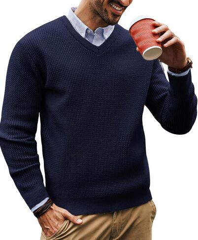 PJ PAUL JONES Mens V-Neck Sweaters Pullover Sweater Knitwear for Fall Winter in Saudi Arabia