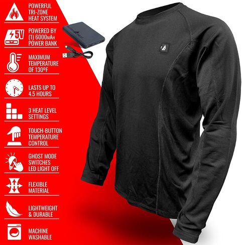 ActionHeat Heated Thermals for Men - Ultra Comfortable, Battery-Powered Heated Shirt, 3 Heat Zones, Heated Shirts for Men in Saudi Arabia