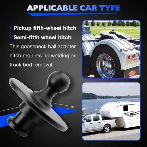 محول العجلة الخامسة إلى Gooseneck 2085295 - Kingpin إلى 2-5/16 بوصة محول كرة Gooseneck مع سعة تحميل قصوى تبلغ 30000 رطل - محول Gooseneck إلى العجلة الخامسة للجرار والمقطورة - أسود in Saudi Arabia