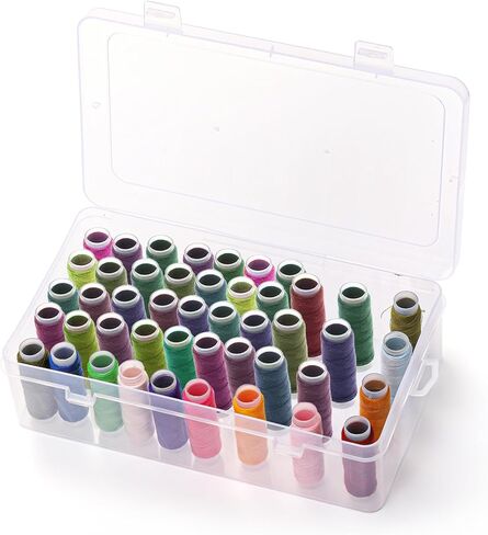 Mezchi 4 عبوات من 42 فتحة منظم خيوط التطريز، حامل بكرة خيط بلاستيكي شفاف، تخزين خيوط الخياطة للتطريز وخيوط الخياطة in Kuwait