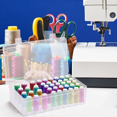 Mezchi 4 عبوات من 42 فتحة منظم خيوط التطريز، حامل بكرة خيط بلاستيكي شفاف، تخزين خيوط الخياطة للتطريز وخيوط الخياطة in Kuwait
