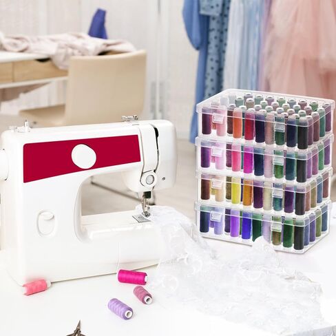 Mezchi 4 عبوات من 42 فتحة منظم خيوط التطريز، حامل بكرة خيط بلاستيكي شفاف، تخزين خيوط الخياطة للتطريز وخيوط الخياطة in Kuwait