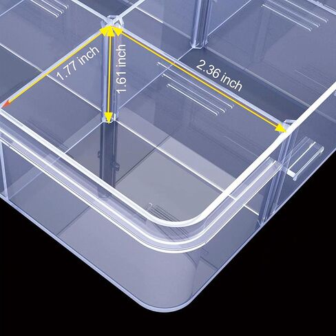 صندوق منظم بلاستيكي شفاف مكون من 18 شبكة مع فواصل، حاوية تخزين بلاستيكية قابلة للتعديل، صندوق تخزين الأجزاء الصغيرة، صندوق تخزين منظم الأدوات الصغيرة (3 عبوات) in Kuwait