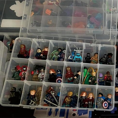 صندوق منظم بلاستيكي شفاف مكون من 18 شبكة مع فواصل، حاوية تخزين بلاستيكية قابلة للتعديل، صندوق تخزين الأجزاء الصغيرة، صندوق تخزين منظم الأدوات الصغيرة (3 عبوات) in Kuwait