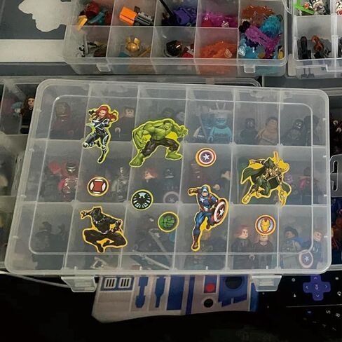 صندوق منظم بلاستيكي شفاف مكون من 18 شبكة مع فواصل، حاوية تخزين بلاستيكية قابلة للتعديل، صندوق تخزين الأجزاء الصغيرة، صندوق تخزين منظم الأدوات الصغيرة (3 عبوات) in Kuwait