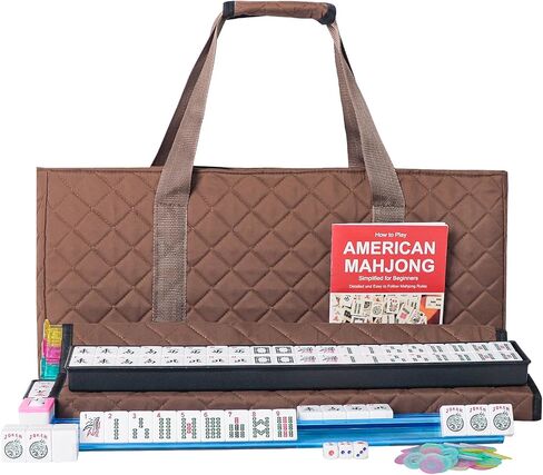 ZGME American Mahjong Set,166 Premium White Tiles with Red Soft Bag and Accessories,4 All-in-One Mahjong Racks with Pushers,Complete Western Mah Jongg,Mah-Jongg,Ma Jong Set in Kuwait