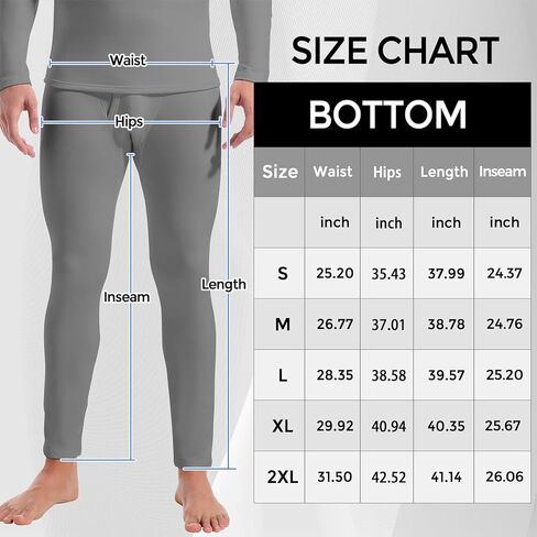 CL convallaria Men's Thermal Pants Fleece Lined Long Johns Thermal Bottom Athletic Base Layer Cold Weather Gear 2/4 Pcs in Kuwait